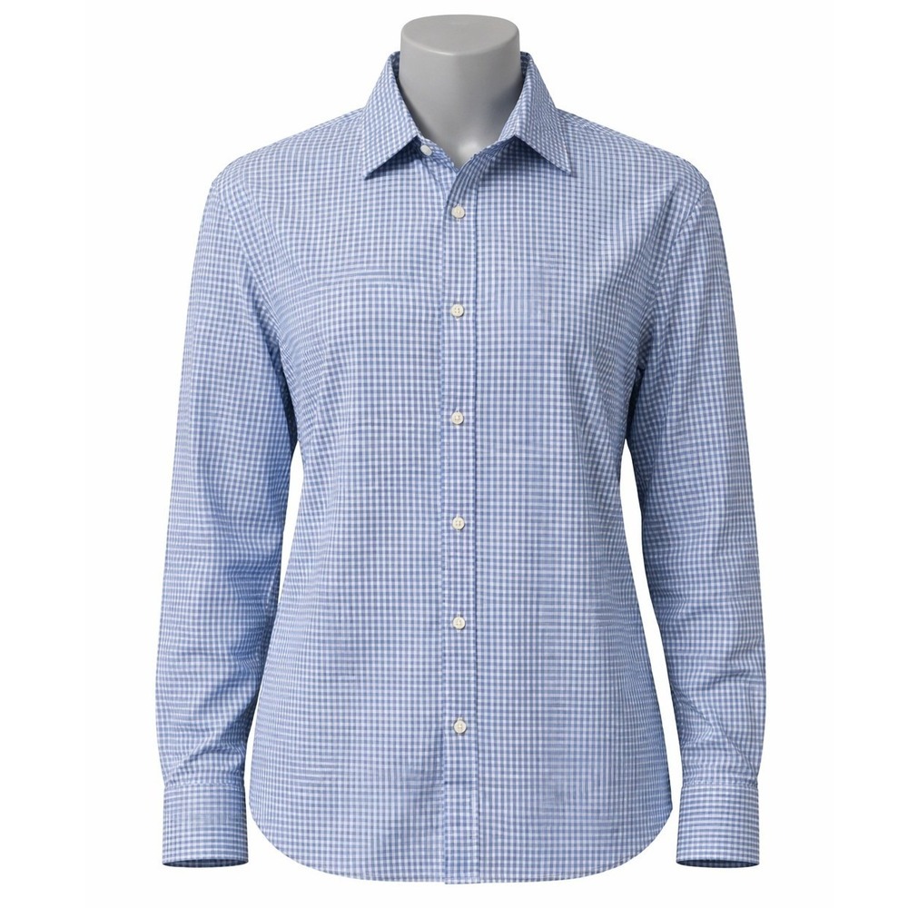 Michael Kors Mens Trim Stretch Gingham Button Down Shirt Sea Blue CF74CHR3AW M